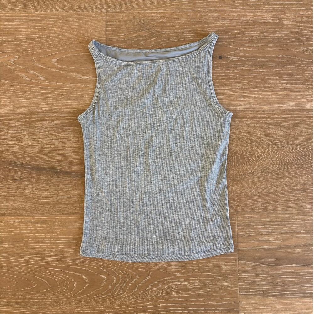 Klassy Network Boat Neck Top Ribbed Brami Size M Gray
